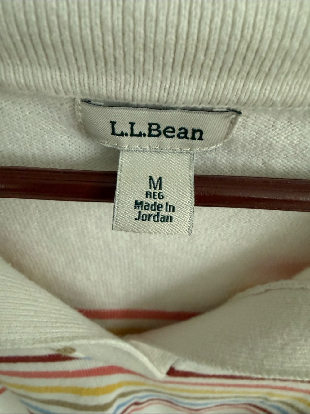 L.L.Bean Cream Knit Collared Stripe Pullover - Picture 3 of 4